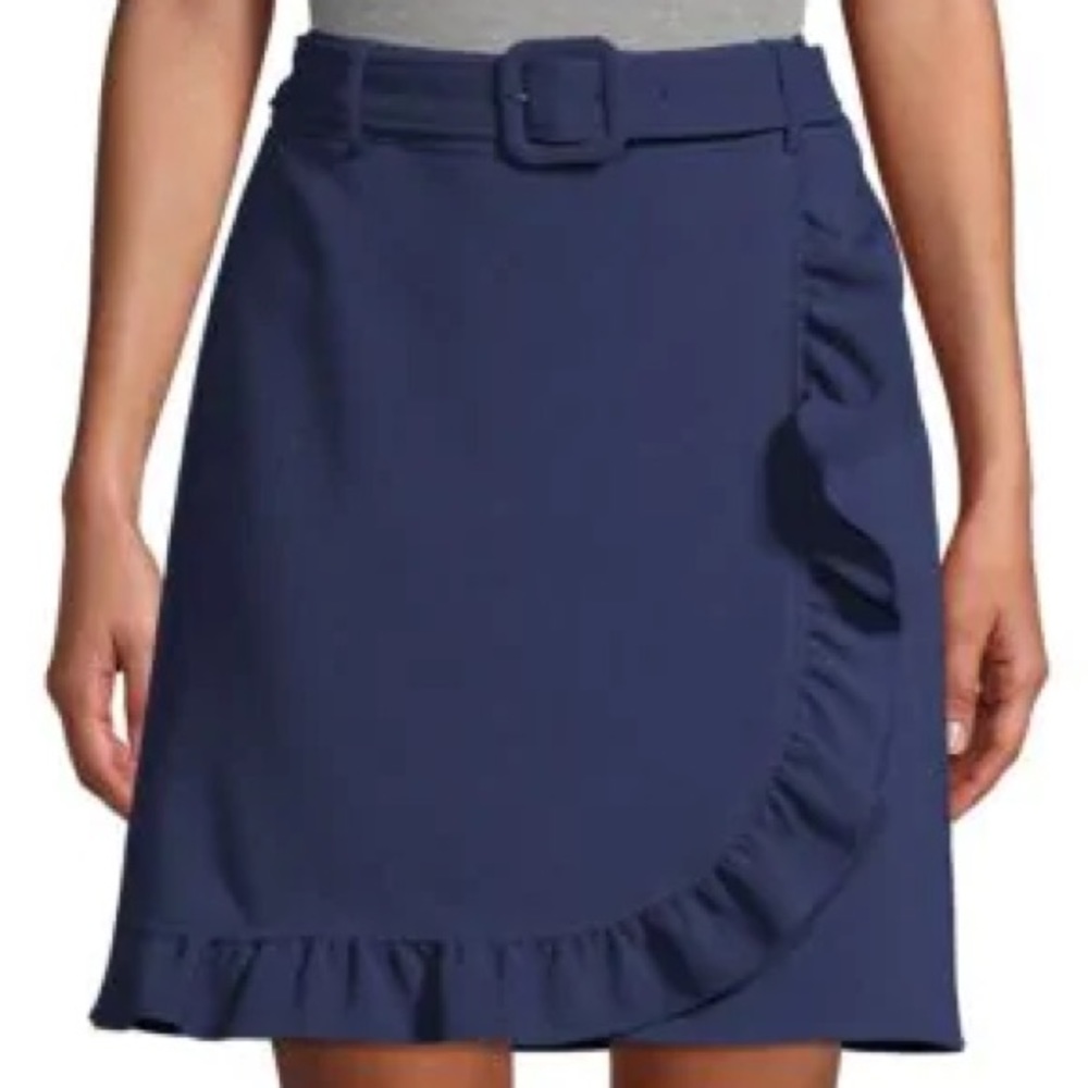 NWT Karl Lagerfeld Belted Faux Wrap Ruffle Skirt